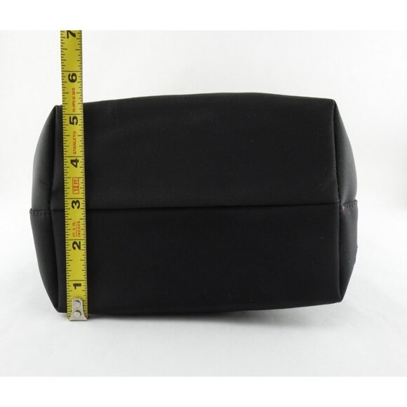 VTG Christmas Holiday Tote Bag Black Red Faux Fur Trim Embroidered Santa Sequin - Picture 8 of 14